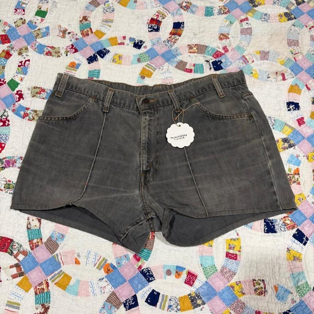 Vintage 80s Levi's Grey Denim Shorts size 34" waist USA Patchwork